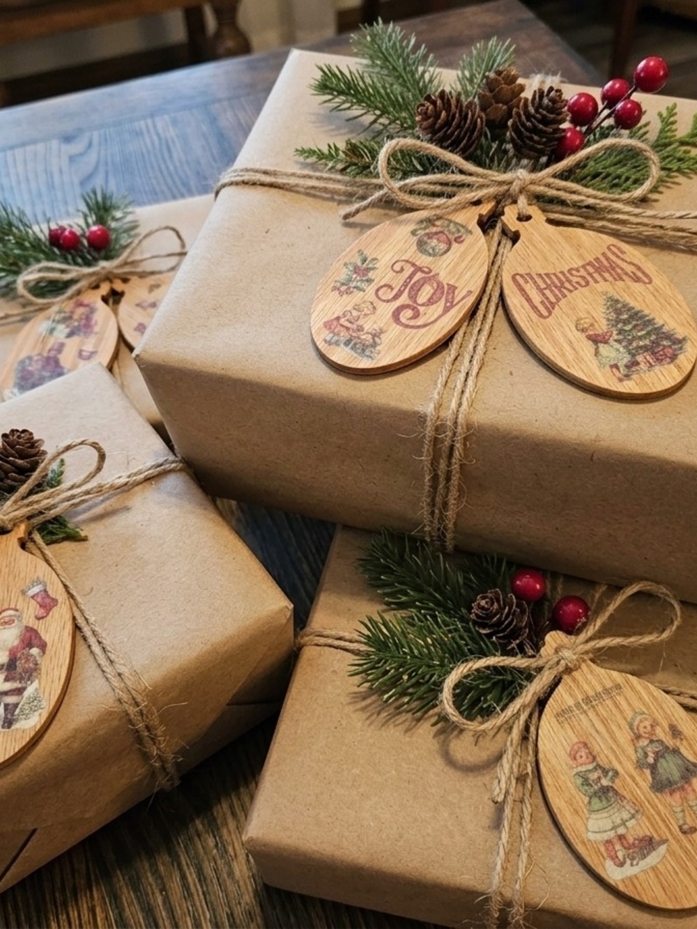 25 Wood Oval Hanging Christmas Ornaments, Gift Tags, Garland, Place Cards  5x3"